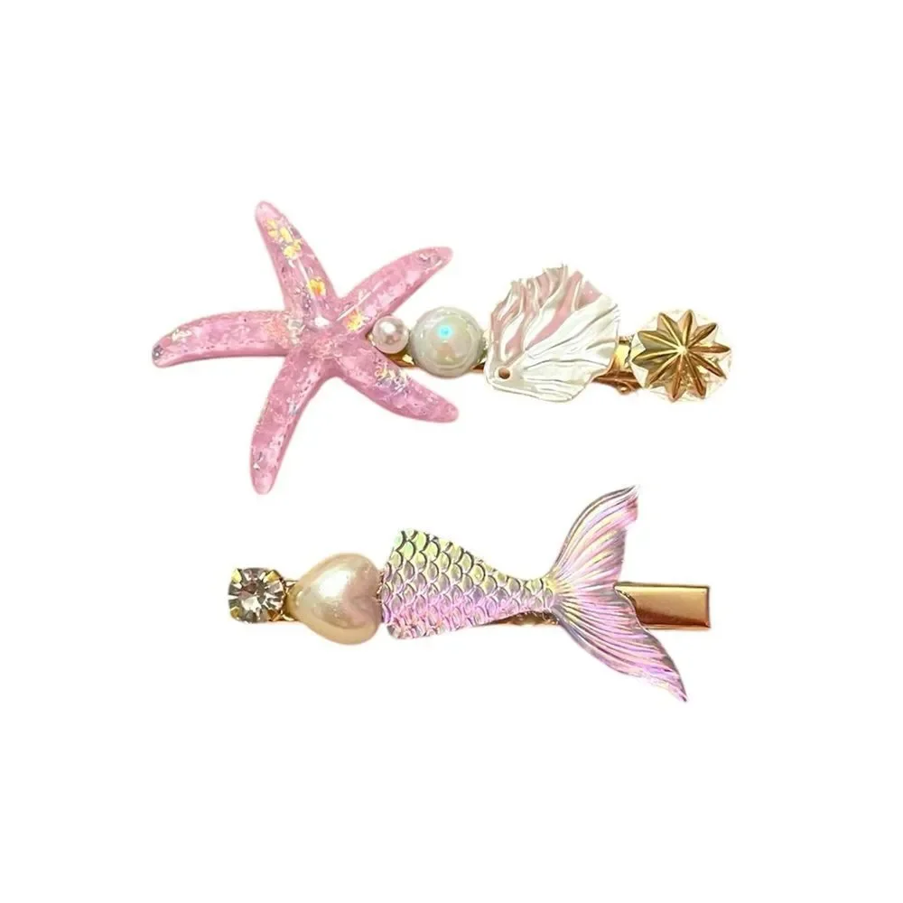 🤯5/$25🤯 Pink Iridescent Mermaid and Starfish Alligator Hair Clips